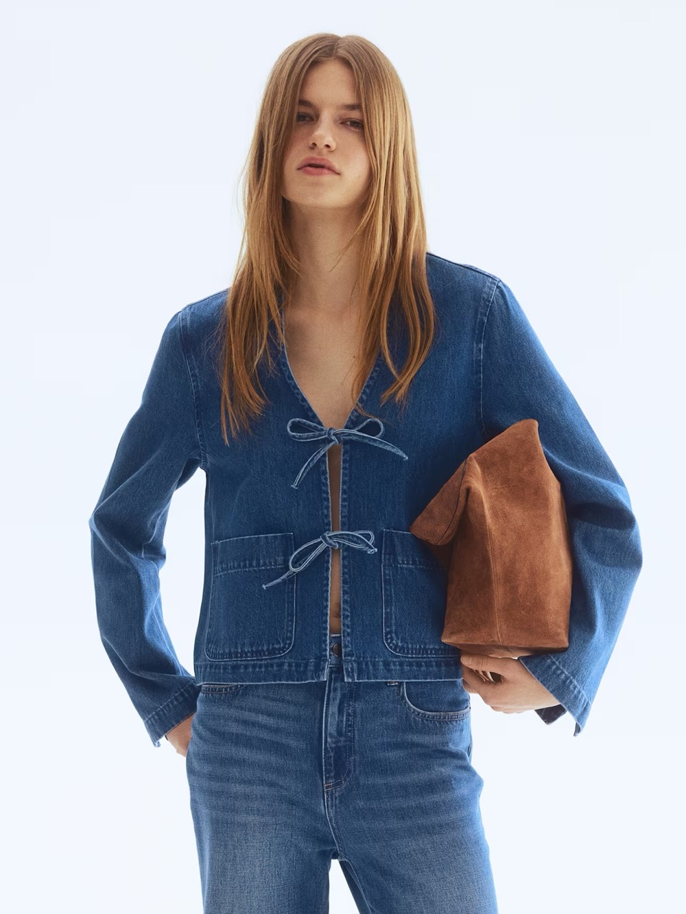H&M Tie-Front Denim Jacket - Picture 1 of 7